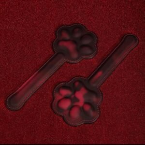 Heat-Reactive Cat Paw Paddle — Noir Rouge. Handmade full-grain leather paddle. UK bondage accessories for couples.
