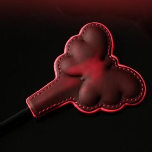 Heat-Reactive Butterfly Paddle — Noir Rouge. Handmade full-grain leather paddle. UK bondage accessories for couples.