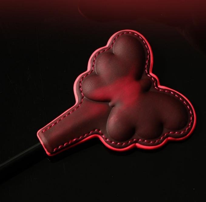 Heat-Reactive Butterfly Paddle — Noir Rouge. Handmade full-grain leather paddle. UK bondage accessories for couples.