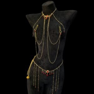 Gold Body Chain — Noir Rouge. Luxury crystal body chain jewellery for couples. UK intimate accessories.