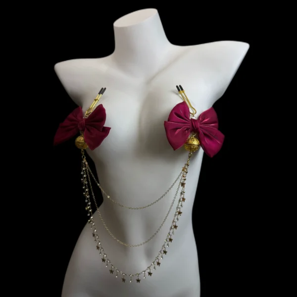 Burgundy Butterfly Body Chain — Noir Rouge. Luxury crystal body chain jewellery for couples. UK intimate accessories.
