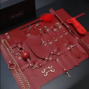 Restraint Set — Noir Rouge. Luxury soft bondage restraints for couples. Velvet cuffs and harnesses. UK.