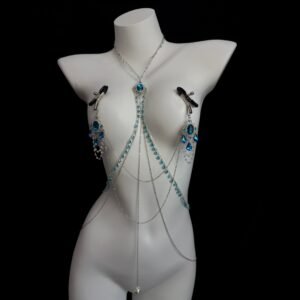 Sapphire Body Chain — Noir Rouge. Luxury crystal body chain jewellery for couples. UK intimate accessories.