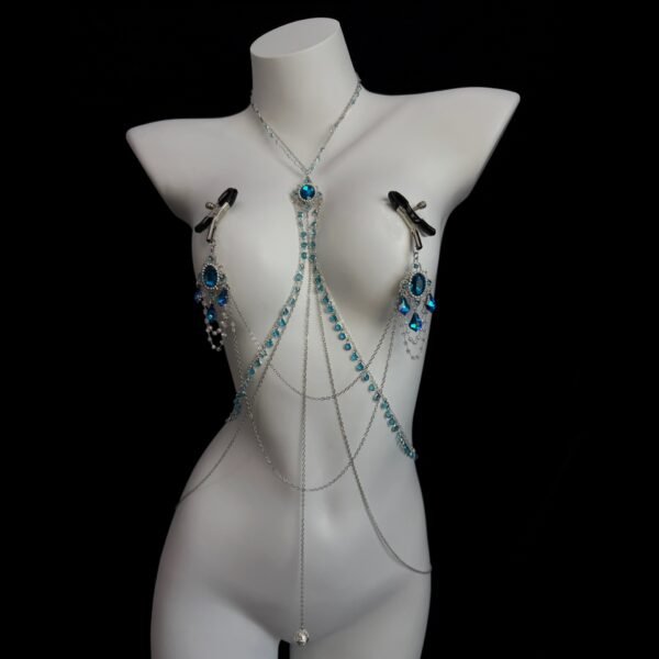 Sapphire Body Chain — Noir Rouge. Luxury crystal body chain jewellery for couples. UK intimate accessories.