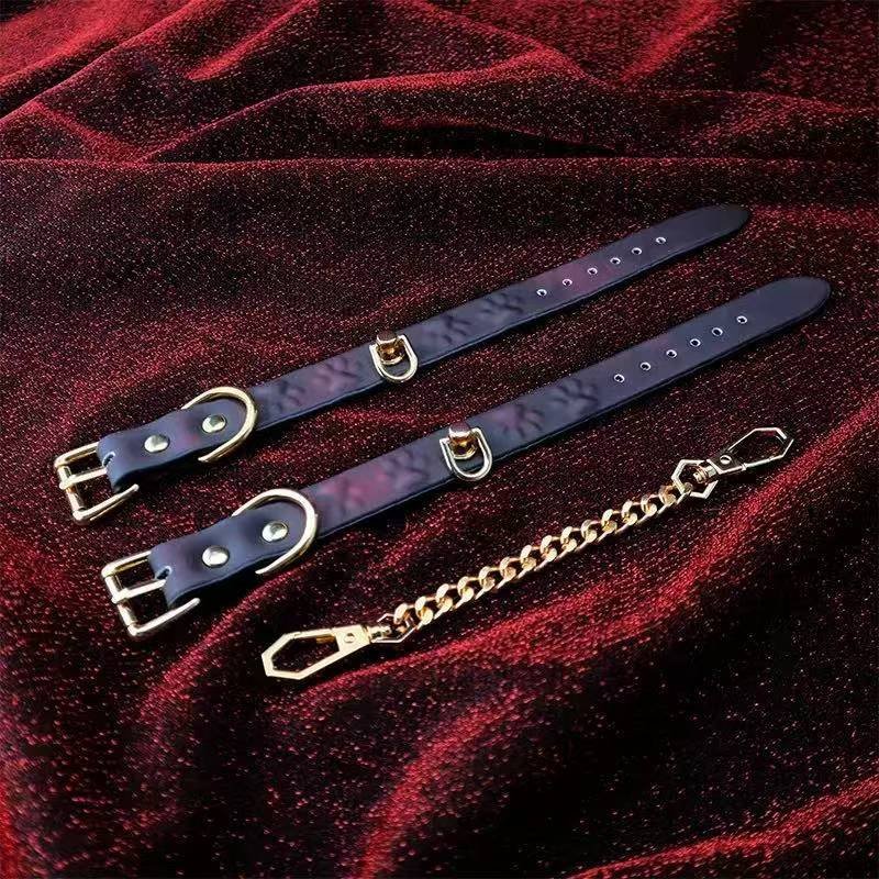 Heat-Reactive Velvet Wrist Cuffs — Noir Rouge. Luxury soft bondage restraints for couples. Velvet cuffs and harnesses. UK.