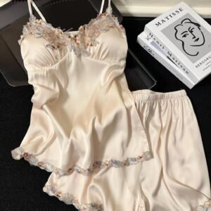 Crimson Embroidery Cami Set