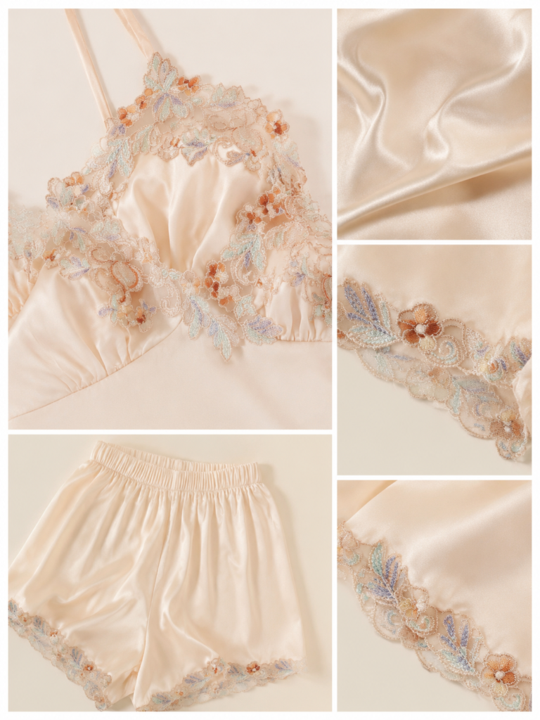 Crimson Embroidery Cami Set