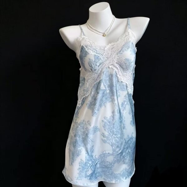 Ink Wash Slip Dress Blue