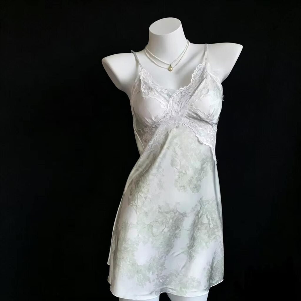 Ink Wash Slip Dress Green