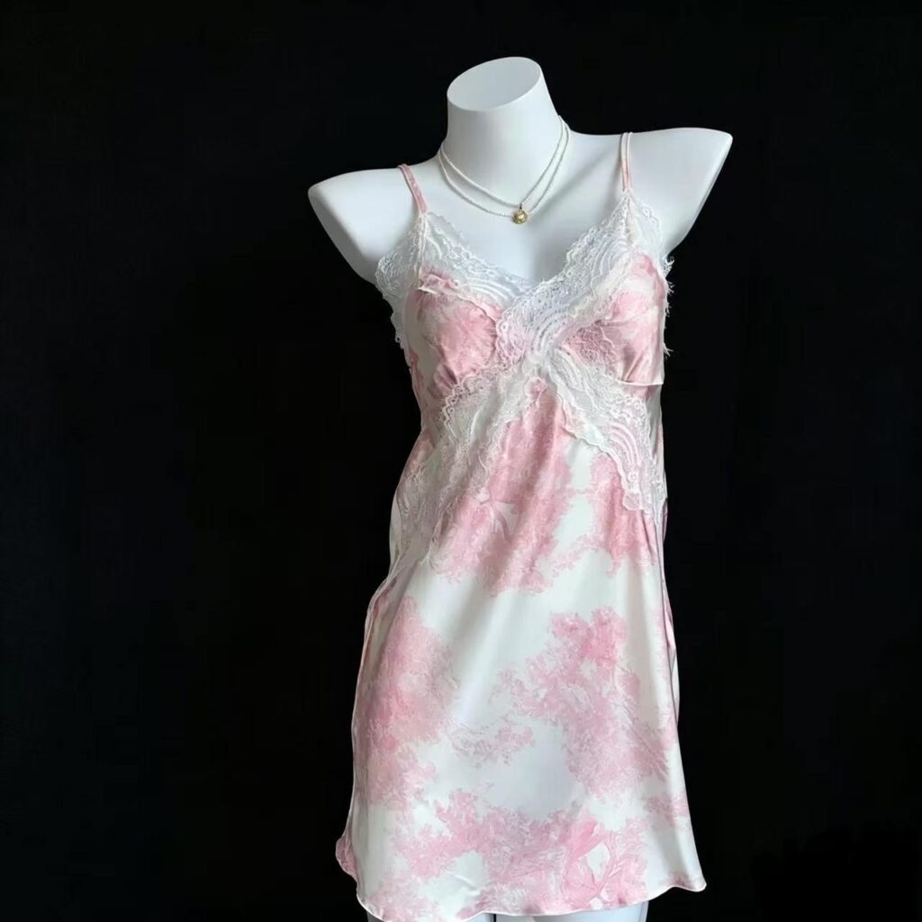 Ink Wash Slip Dress Pink