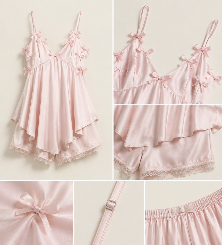 Midnight Butterfly Slip Dress & Shorts Set — Summer Nightwear