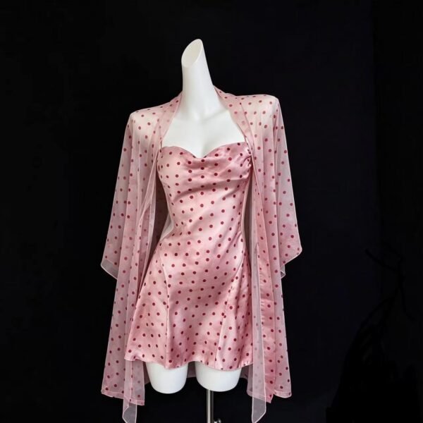 Red Polka Dot Slip Dress & Robe Set — Dark Romantic Loungewear
