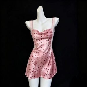 Red Polka Dot Slip Dress & Robe Set — Dark Romantic Loungewear